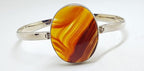 Sterling Silver Heavy Bangle with Oval Agate