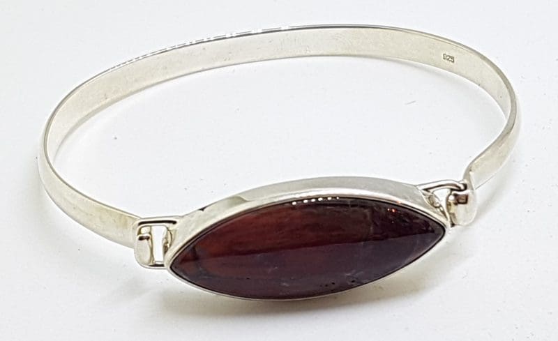 Sterling Silver Heavy Bangle with Elongated Pietersite