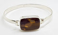 Sterling Silver Heavy Bangle with Rectangular Mookaite