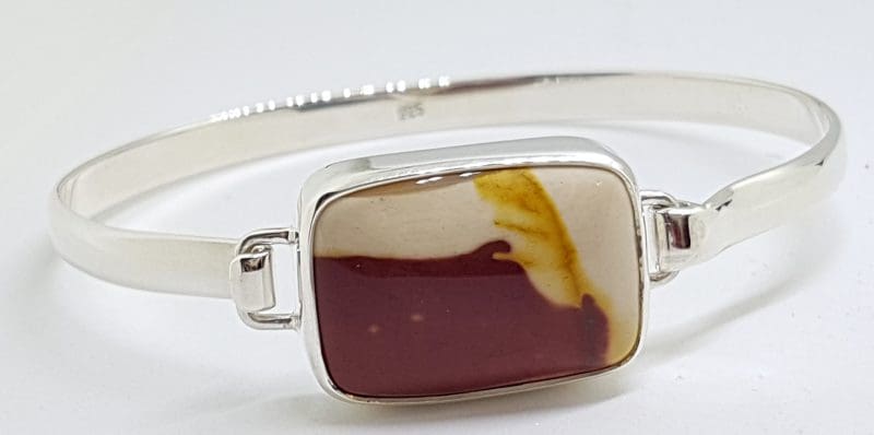 Sterling Silver Heavy Bangle with Rectangular Mookaite