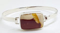 Sterling Silver Heavy Bangle with Rectangular Mookaite