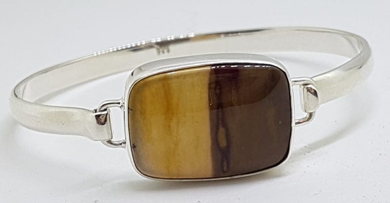 Sterling Silver Heavy Bangle with Rectangular Mookaite