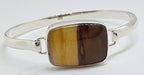Sterling Silver Heavy Bangle with Rectangular Mookaite