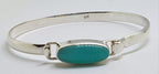 Sterling Silver Heavy Bangle with Oval Amazonite