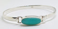 Sterling Silver Heavy Bangle with Oval Amazonite