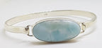 Sterling Silver Heavy Bangle with Oval Larimar