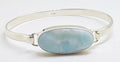 Sterling Silver Heavy Bangle with Oval Larimar