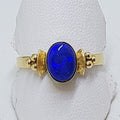 14ct Yellow Gold Oval Blue Lightning Ridge Opal Ring