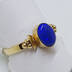 14ct Yellow Gold Oval Blue Lightning Ridge Opal Ring