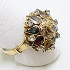 14ct Yellow Gold Large Multi-Coloured Gem Princess Cluster Ring - Antique / Vintage