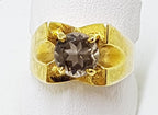 9ct Yellow Gold Round Smokey Quartz Ring