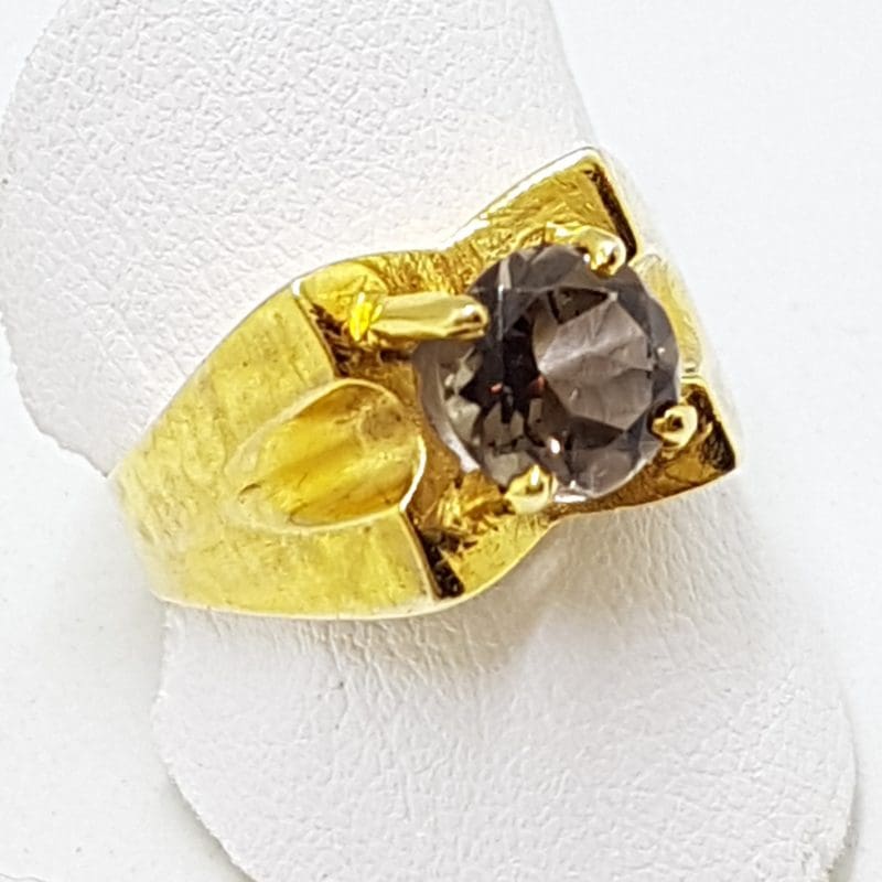 9ct Yellow Gold Round Smokey Quartz Ring