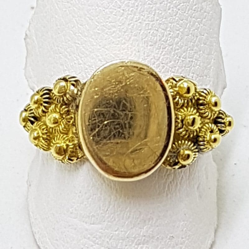 14ct Yellow Gold Ornate Oval Signet Ring