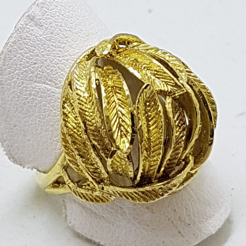 9ct Yellow Gold Large Ornate Leaf Motif Ring
