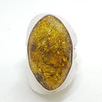 Sterling Silver Large Green Faceted Amber Ring - Marquis Shape