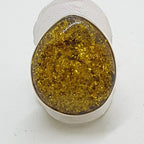 Sterling Silver Large Green Amber Ring