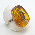 Sterling Silver Chunky Natural Amber Ring