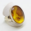 Sterling Silver Oval Natural Amber Ring