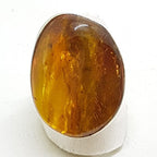 Sterling Silver Large Chunky Natural Amber Ring