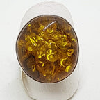 Sterling Silver Large Round Natural Amber Ring
