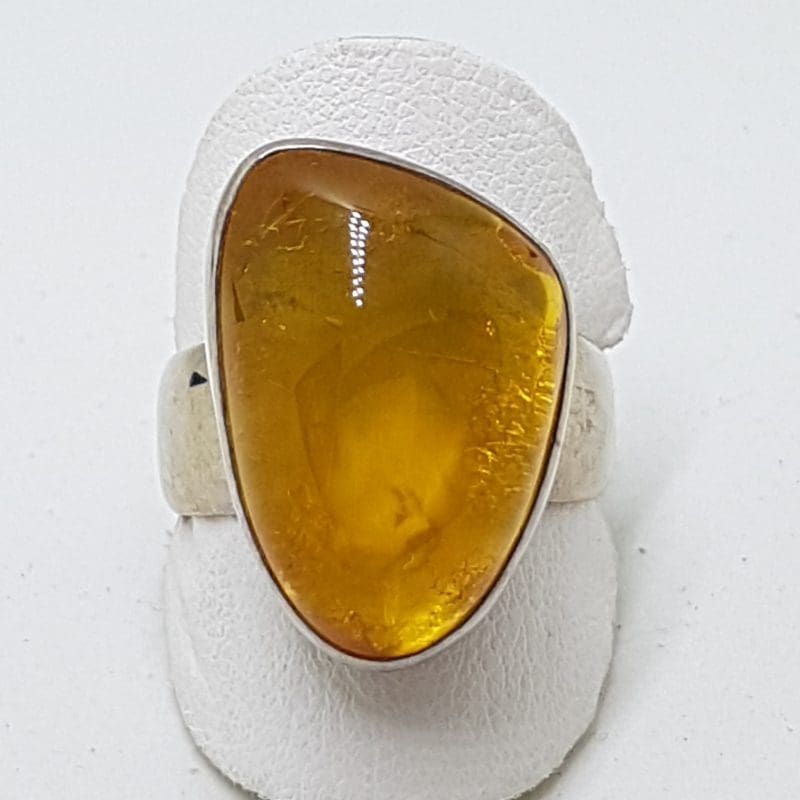 Sterling Silver Chunky Natural Amber Ring