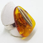 Sterling Silver Chunky Natural Amber Ring