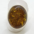 Sterling Silver Oval Natural Amber Ring - Expandable