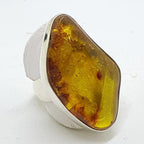 Sterling Silver Very Large Chunky Natural Amber Ring