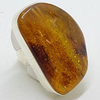 Sterling Silver Chunky Natural Amber Ring