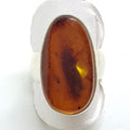 Sterling Silver Large Natural Amber on Wide Band Ring