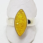 Sterling Silver Natural Butter Amber Ring - Marquis Shape