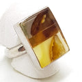 Sterling Silver Multi-colour Natural Amber Rectangular Mosaic Ring