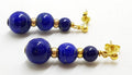 9ct Yellow Gold Lapis Lazuli Ball Long Drop Earrings