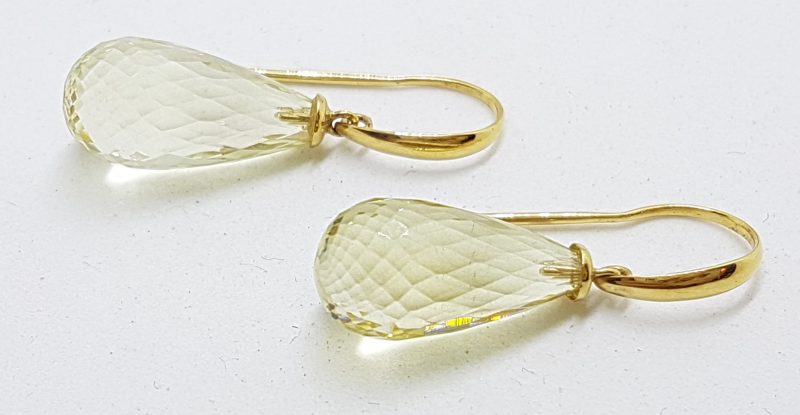 14ct Yellow Gold Lemon Citrine Long Drop Earrings