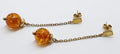 9ct Yellow Gold Long Natural Amber Ball Drop Earrings