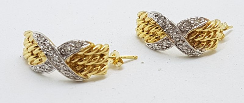 14ct Yellow Gold Diamond Half Hoop Earrings