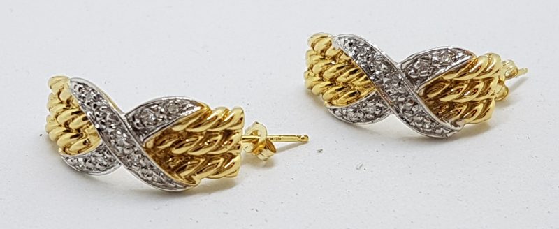14ct Yellow Gold Diamond Half Hoop Earrings