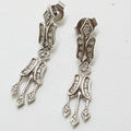 9ct White Gold Ornate Diamond Drop Earrings