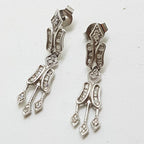 9ct White Gold Ornate Diamond Drop Earrings
