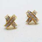 10ct Yellow Gold Diamond Kisses " X " Studs / Earrings