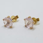 9ct Yellow Gold Round Rose Quartz Studs / Earrings