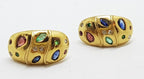 9ct Yellow Gold Ruby, Emerald, Sapphire &amp; Diamond Studs / Earrings