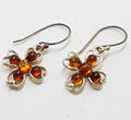 Sterling Silver Natural Baltic Amber Cross Drop Earrings