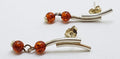 Sterling Silver Natural Baltic Amber Long Ball Stud Earrings