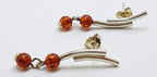 Sterling Silver Natural Baltic Amber Long Ball Stud Earrings