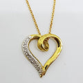 9ct Yellow Gold with Diamond Heart Pendant on 9ct Gold Chain