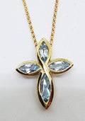 9ct Yellow Gold Topaz Crucifix  / Cross Pendant on 9ct Chain