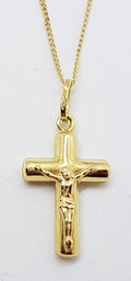 9ct Yellow Gold Crucifix / Cross Pendant on 9ct Chain