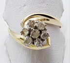 9ct Yellow Gold Rose Cut Diamond Flower Cluster Ring