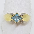9ct Yellow Gold Topaz &amp; Diamond Ring